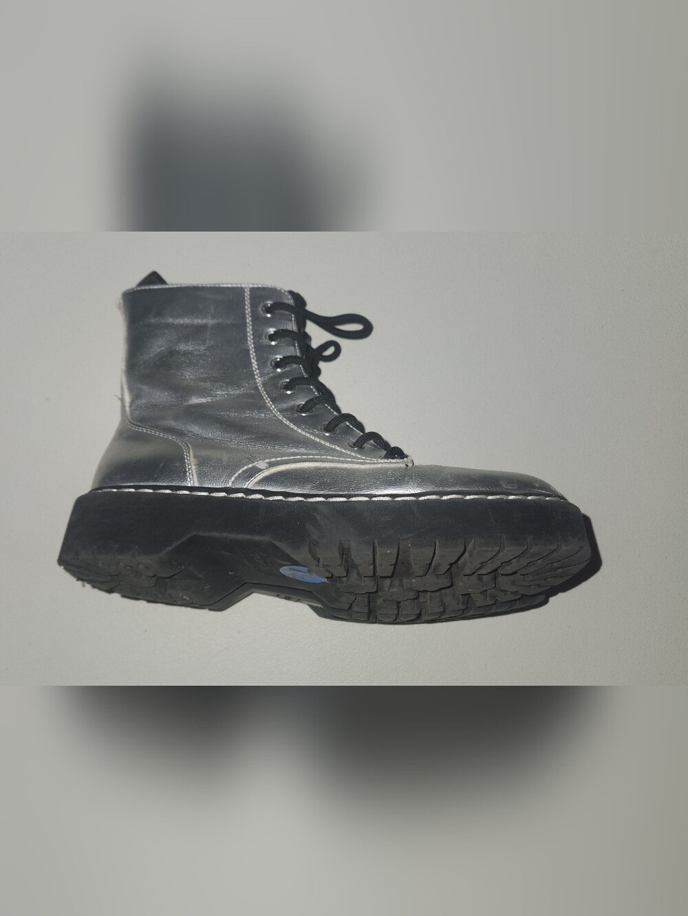 Sincerely Jules Metallic Silver Combat Boots Size 7.5 - Picture 11 of 12